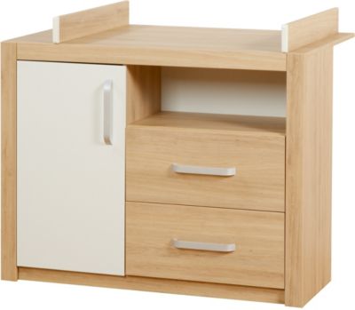 Wickelkommode breit LOUISA, Wei/Eiche holzfarben