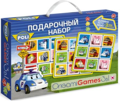 Игра 3 в 1 "Лото, домино, мемо" + Набор пазлов 24*18*24 деталей, Робокар Поли