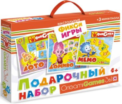Игра 3 в 1 "Лото, домино, мемо" + Набор пазлов 24*18*24 деталей, Фиксики