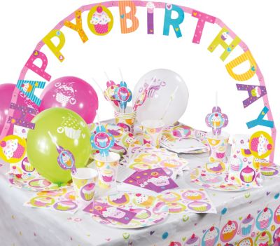 Partyset Cupcake, 64-tlg. mehrfarbig