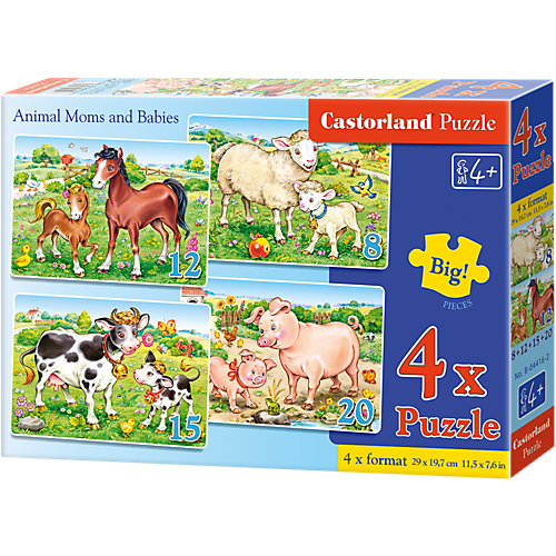 Пазлы "Домашние животные", 8*12*15*20 деталей, Castorland от Castorland