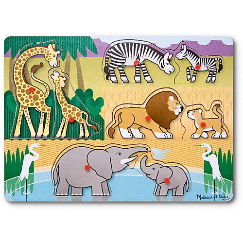 Рамка-вкладыш "Сафари" с кнопкой, 8 деталей, Melissa & Doug от Melissa & Doug