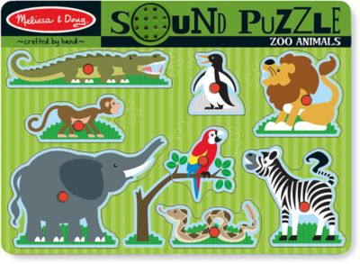Рамка-вкладыш со звуком "Зоопарк", 8 деталей, Melissa & Doug