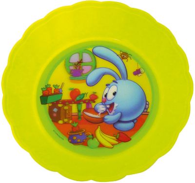 Глубокая тарелка (желтая, диаметр 18 см), Смешарики