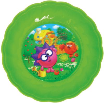 Глубокая тарелка (зеленая, диаметр 18 см), Смешарики