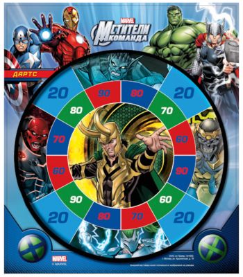 Набор для игры в Дартс "Мстители" (панель +2 мяча на липучке), Marvel Heroes