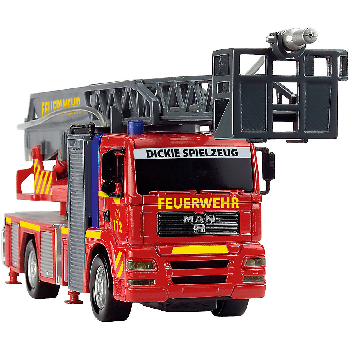 Feuerwehrauto Drehleiter Licht Sound Spritzt Wasser Spielzeug Einsatzfahrzeug 