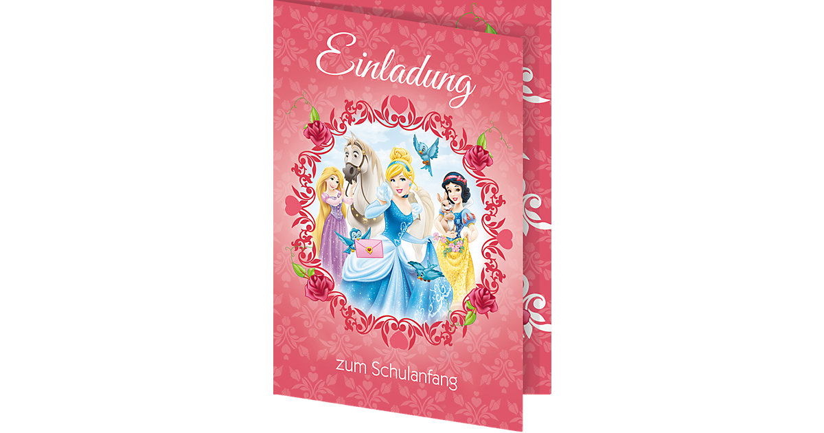 Einladungskarte Disney Princess, 5 Stück, inkl. Umschlag