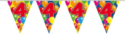 Wimpelgirlande Zahl 4, 10 m mehrfarbig