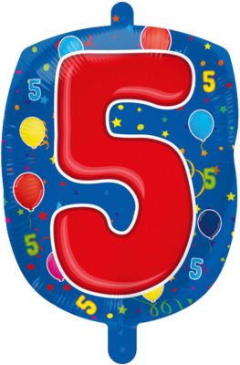 Folienballon Zahl 5 blau
