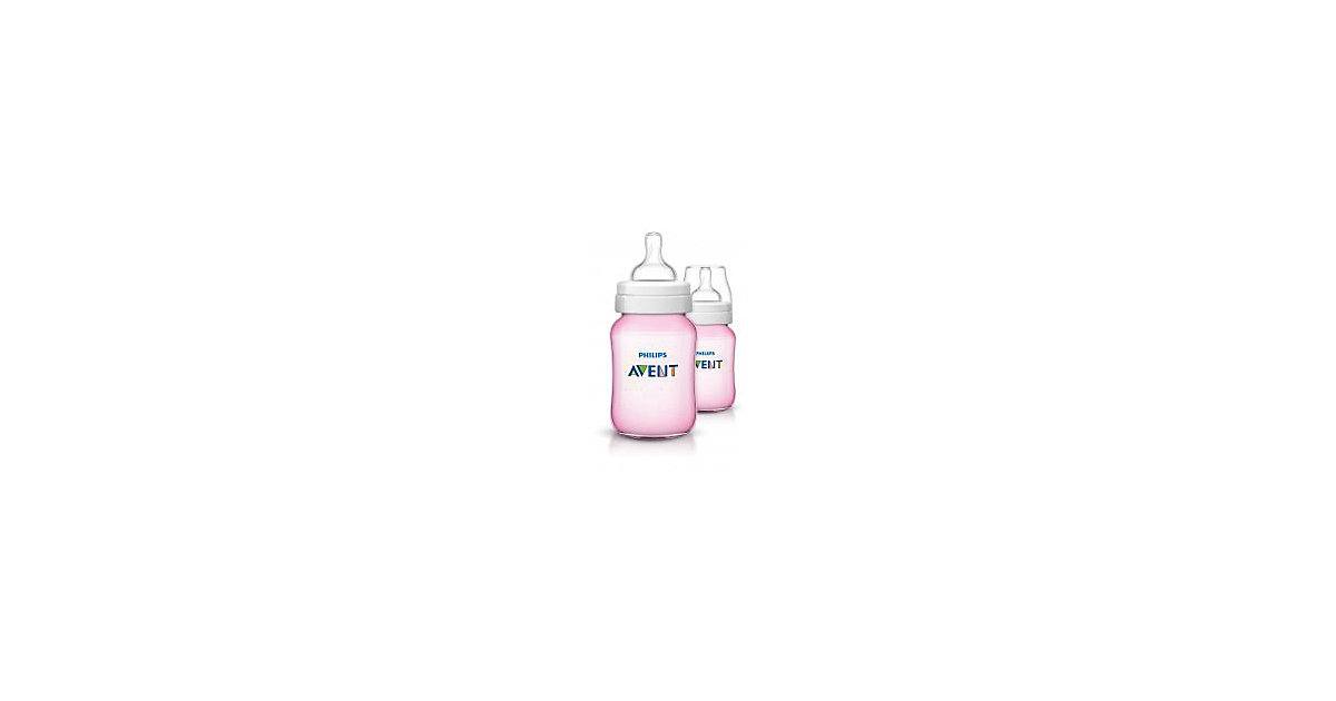 Weithals Flasche, SCF564/27, PP, Silikonsauger, 260 ml, pink, 2er Pack