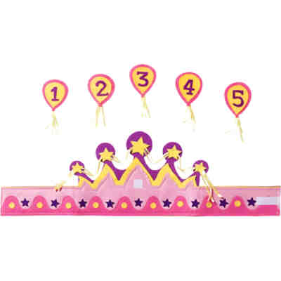 Geburtstagskrone mit Zahlen 1-5, rosa/gelb