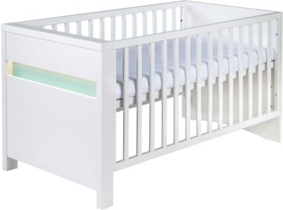 Kinderbett Planet T�rkis, 70x140 cm, wei�/t�rkis Gr. 70 x 140