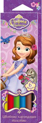 Толстые цветные карандаши "София Прекрасная" 6 цветов