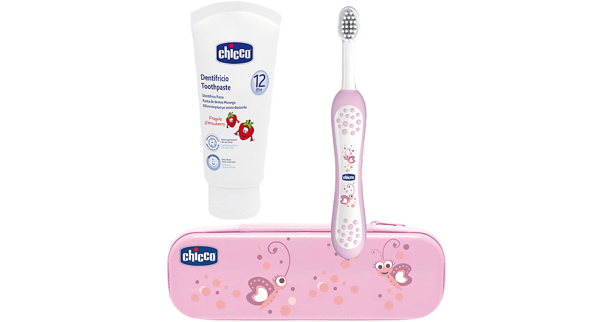 Chicco · chicco Oral Set inkl. Zahnbürste und Zahnpaste Erdbeere mit Flourid rosa Chicco · chicco Oral Set inkl. Zahnbürste und Zahnpaste Erdbeere mit Flourid rosa