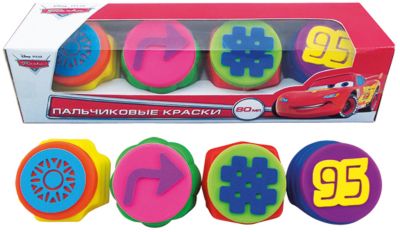 Набор пальчиковых красок с печатями, 4 цвета, Тачки