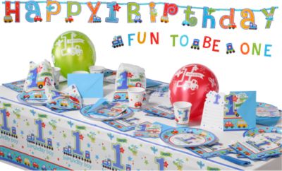 Partyset All Aboard Birthday, 56-tlg. blau