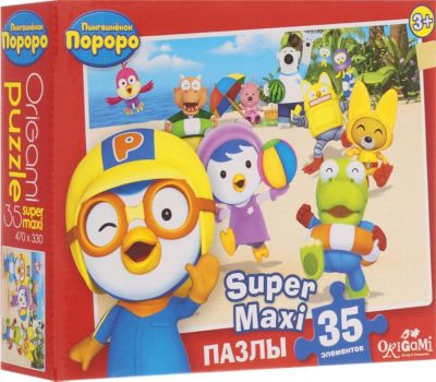 Пазл "Пингвиненок Пороро: Весёлый праздник", 35 MAXI деталей, Origami