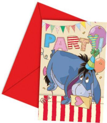 Einladungskarten mit Umschlägen Winnie Alphabet, 6 Stück