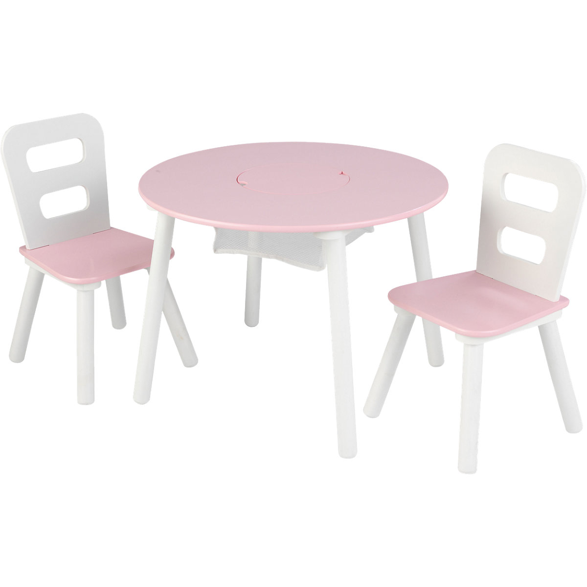 KidKraft Runder Aufbewahrungstisch & 2 Stühle Set white & pink