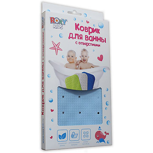 Антискользящий коврик для ванны 34,5х76 см, голубой от Roxy-Kids