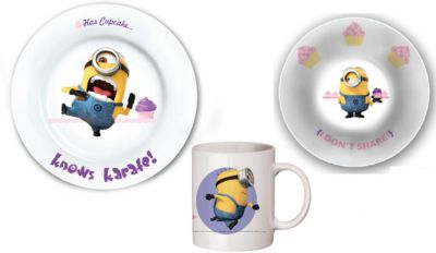 Набор посуды "Праздник" (3 предмета, фарфор), Миньоны