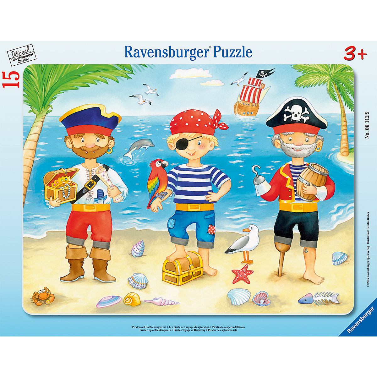 Rahmenpuzzle Piraten auf Entdeckungsreise 15 Teile, Ravensburger | myToys