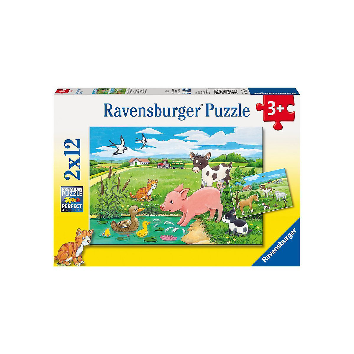 Ravensburger 2er Set Puzzle je 12 Teile 26x18 cm Tierkinder auf dem Land