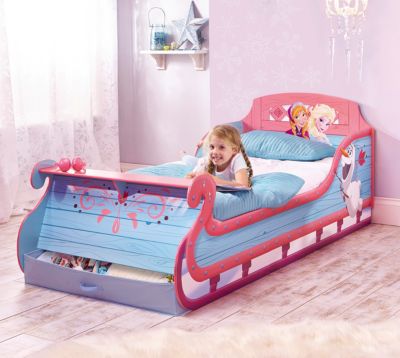 Kinderbett, Schlitten, Die Eiskönigin, inkl. Leisten, 90 x 190 cm