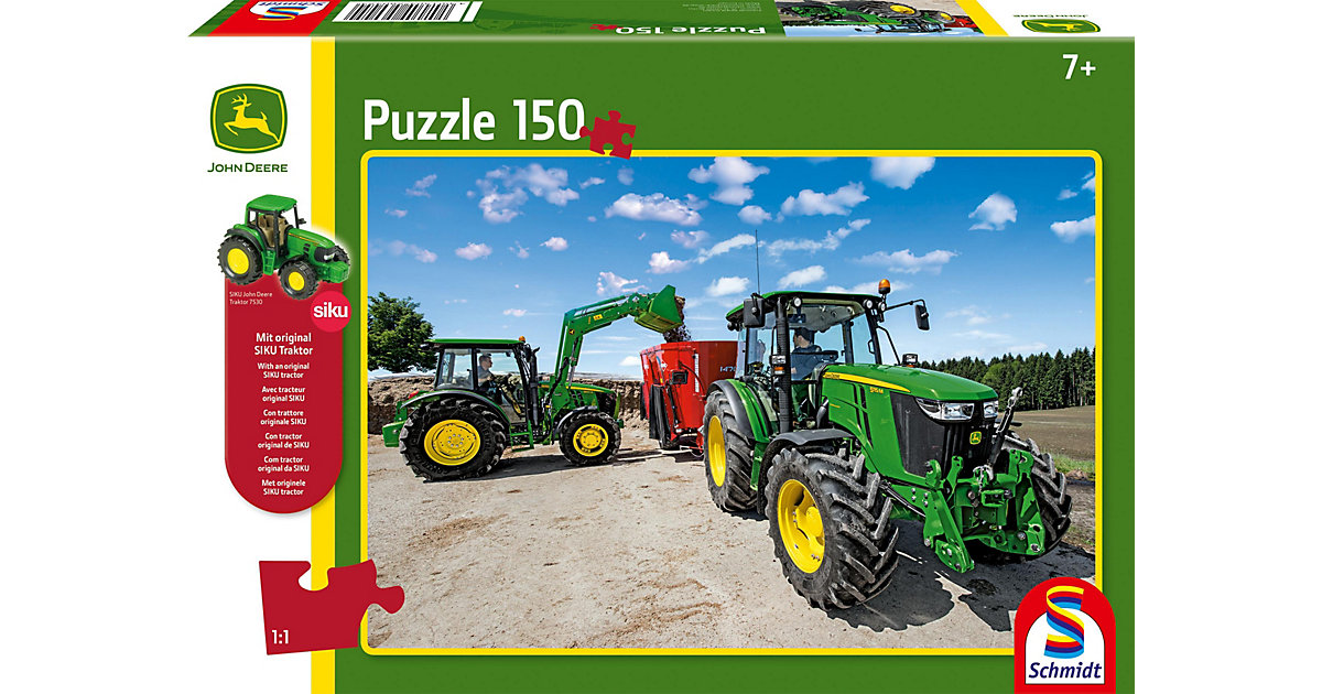 Puzzles: Schmidt Spiele Puzzle John Deere Traktoren der 5M Serie 150 Teile + SIKU Traktor