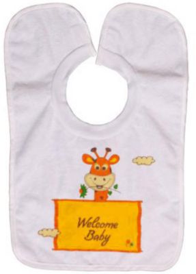 Нагрудник махровый на липучке "Жираф" Sevi baby, белый