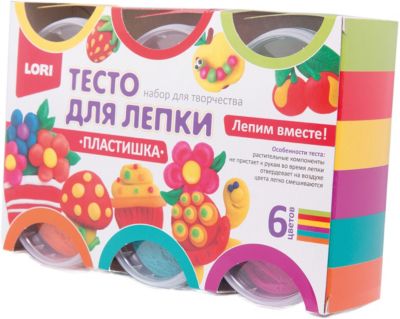 Тесто для лепки Пластишка, 6цв.