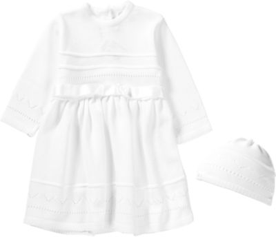 Baby Set aus Taufkleid +Mtze LENA wei Gr. 68 Mdchen Baby