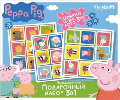 Набор 3в1: Лото + Мемо + Домино +3 пазла , Свинка Пеппа
