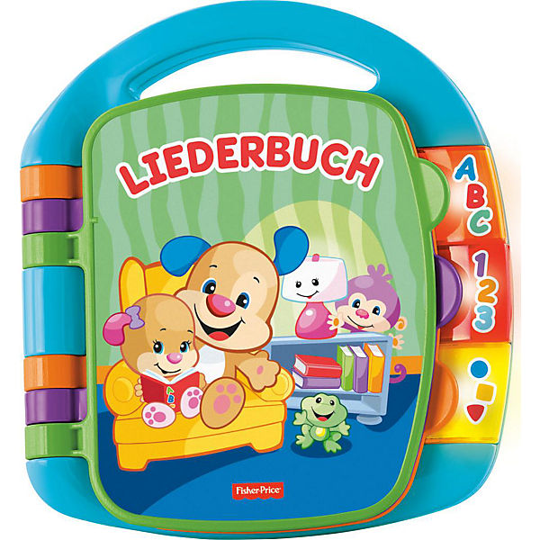 Fisher-Price Lernspaß Liederbuch (blau), Baby-Spielzeug mit Musik, Lernspielzeug