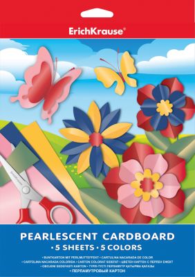 Перламутровый картон А4 (5 листов, 5 цветов)