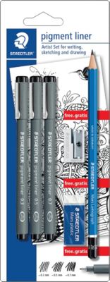 Набор капиллярных ручек Pigment liner, 3шт: (0,3/0,5/0,7 мм), Staedter