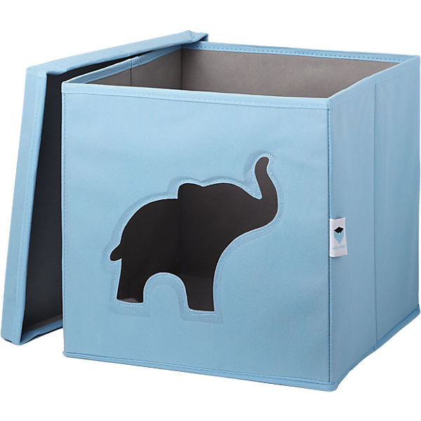 Aufbewahrungsbox Elefant blau, mit Sichtfenster, 30 x 30 x 30 cm