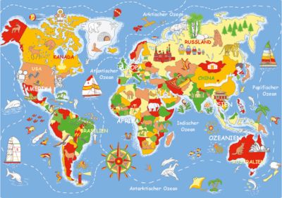 Spielteppich Welt, 140 x 200 cm mehrfarbig