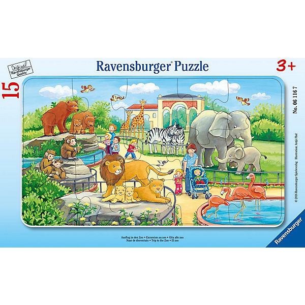 Rahmen-Puzzle, 15 Teile, 25x14,5 cm, Ausflug in den Zoo