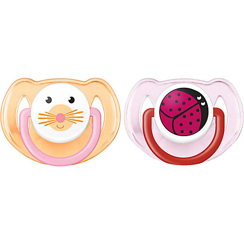 Силиконовая пустышка Philips Avent Classic животные 6-18 мес, 2 шт, оранжевый/розовый от PHILIPS AVENT