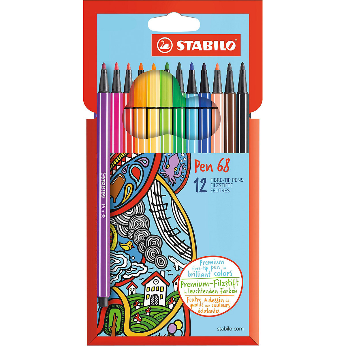 STABILO Premium-Filzstifte Pen 68 12 Farben