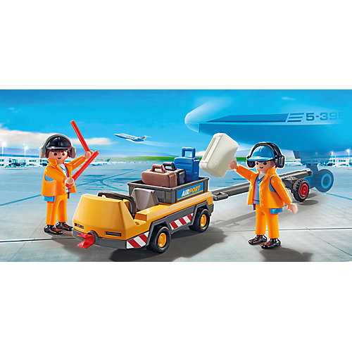 Конструктор Playmobil "Городской Аэропорт" Буксир самолета с наземной командой от PLAYMOBIL®