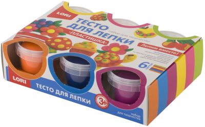 Тесто для лепки "Пластишка", 6цв. по 80 гр.