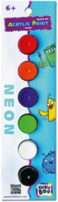 Набор акриловых красок "Неон" с кисточкой, 6 цветов