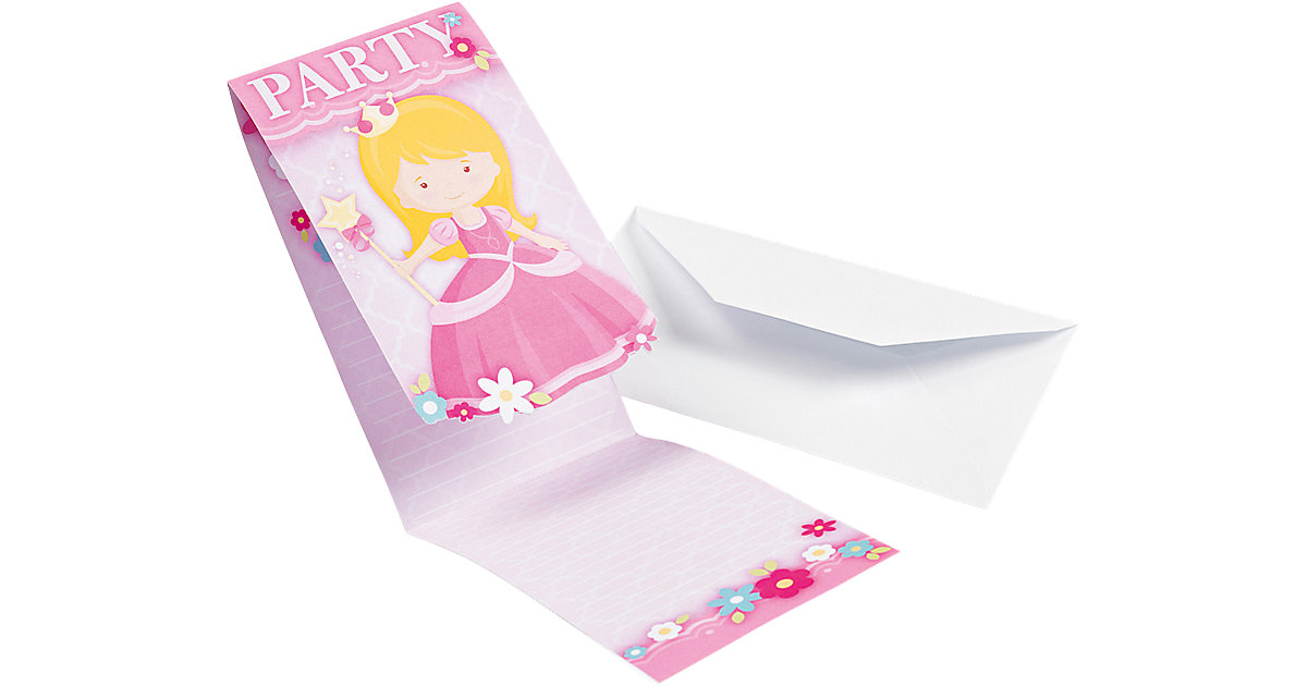 Einladungskarten My Princess, 8 Stück inkl. Umschläge rosa/weiß