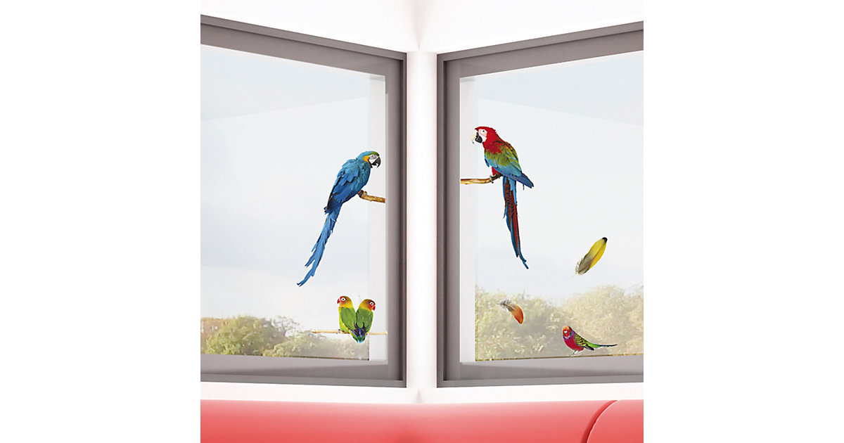 Fenstersticker, Papageien, 7-tlg.