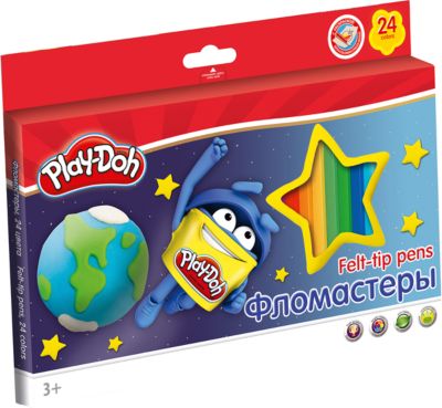 Набор фломастеров (24 цвета) с раскраской, Play-Doh