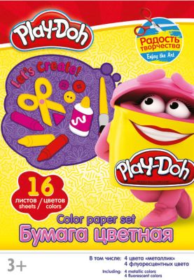 Цветная бумага 16 цветов, Play-Doh