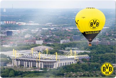 Signal Iduna Park bei Nacht mit Emblem Borussia Dortmund Fanshop Glasbild BVB 
